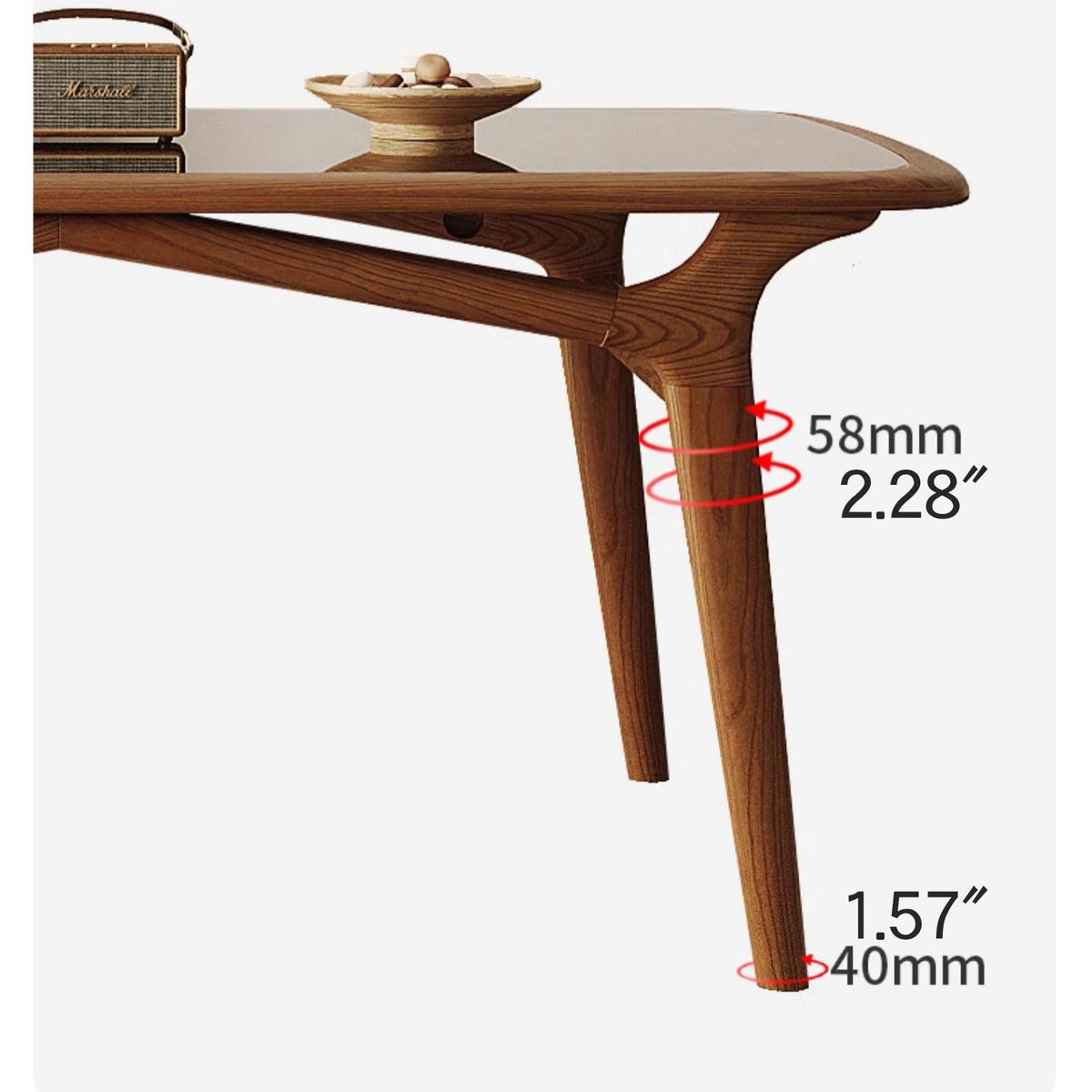 Premium Handmade Natural Ash Wood Dining Table - Brown Finish fmbs-014