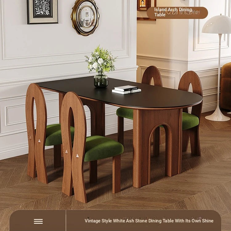 Sleek Ash Wood & Sintered Stone Dining Table – Modern Elegance for Your Home fme-3124