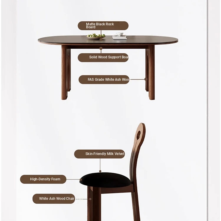 Elegant Ash Wood and Sintered Stone Oval Dining Table – Stylish Modern Decor for Your Home fme-3125