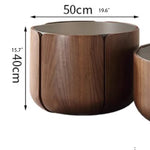 Round Sintered Stone Coffee Table with Storage - Modern Wood Accent Design for Living Room Elegance fme-3126