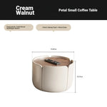 Modern Round Coffee Table with Walnut Top and Stylish Beige Base – Perfect for Living Room Décor fme-3127