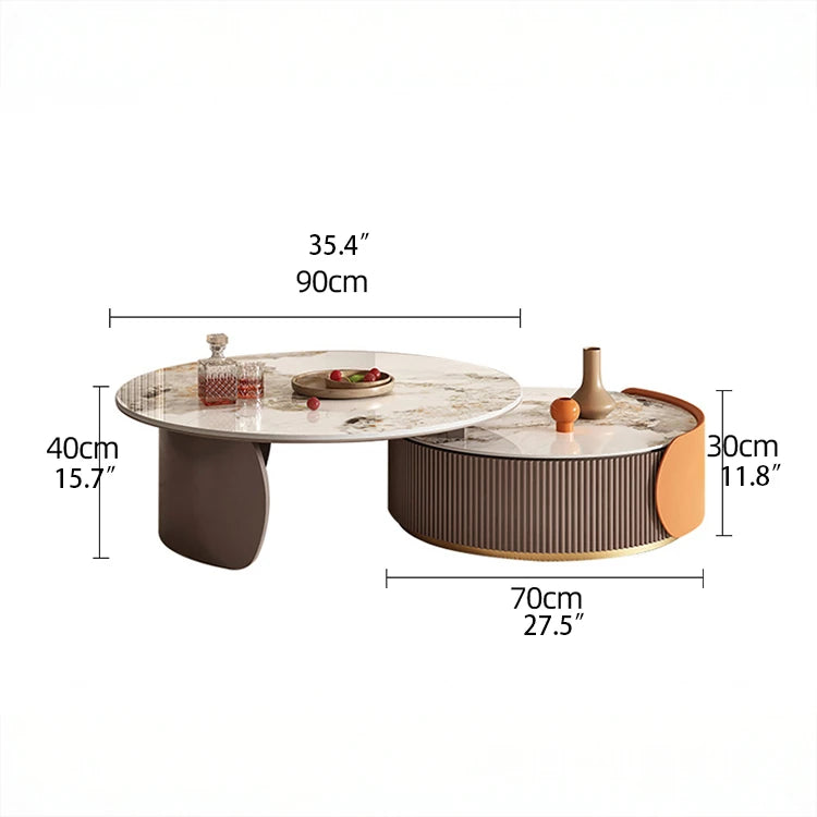 Elegant Sintered Stone Coffee Table Set - Modern Round Design for Stylish Living Rooms fme-3128