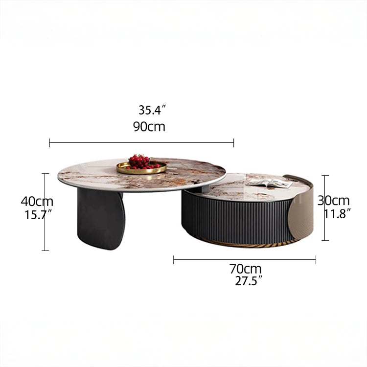 Elegant Sintered Stone Coffee Table Set - Modern Round Design for Stylish Living Rooms fme-3128