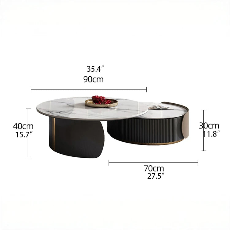 Elegant Sintered Stone Coffee Table Set - Modern Round Design for Stylish Living Rooms fme-3128