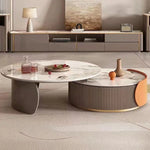 Elegant Sintered Stone Coffee Table Set - Modern Round Design for Stylish Living Rooms fme-3128