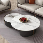 Elegant Sintered Stone Coffee Table Set - Modern Round Design for Stylish Living Rooms fme-3128