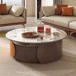 Elegant Sintered Stone Coffee Table Set - Modern Round Design for Stylish Living Rooms fme-3128