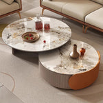 Elegant Sintered Stone Coffee Table Set - Modern Round Design for Stylish Living Rooms fme-3128