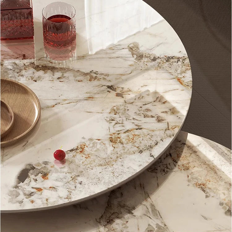 Elegant Sintered Stone Coffee Table Set - Modern Round Design for Stylish Living Rooms fme-3128