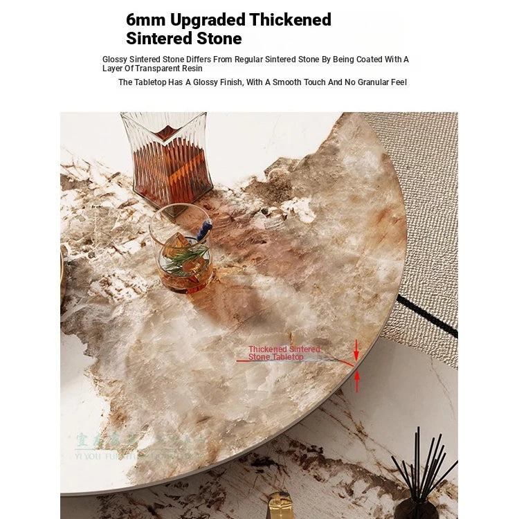 Elegant Sintered Stone Coffee Table Set - Modern Round Design for Stylish Living Rooms fme-3128