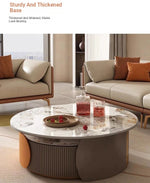 Elegant Sintered Stone Coffee Table Set - Modern Round Design for Stylish Living Rooms fme-3128