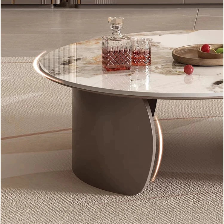Elegant Sintered Stone Coffee Table Set - Modern Round Design for Stylish Living Rooms fme-3128