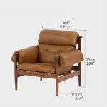 Stylish Ash Wood Armchair with Genuine Leather Upholstery – Perfect for Modern Living Spaces fme-3129