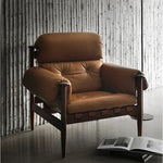 Stylish Ash Wood Armchair with Genuine Leather Upholstery – Perfect for Modern Living Spaces fme-3129