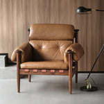 Stylish Ash Wood Armchair with Genuine Leather Upholstery – Perfect for Modern Living Spaces fme-3129