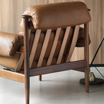 Stylish Ash Wood Armchair with Genuine Leather Upholstery – Perfect for Modern Living Spaces fme-3129