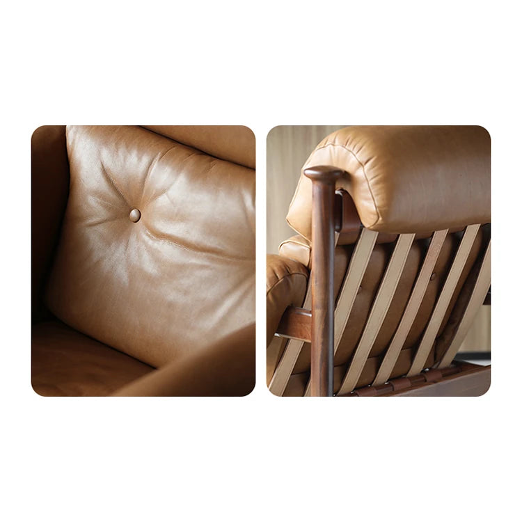 Stylish Ash Wood Armchair with Genuine Leather Upholstery – Perfect for Modern Living Spaces fme-3129