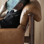 Stylish Ash Wood Armchair with Genuine Leather Upholstery – Perfect for Modern Living Spaces fme-3129