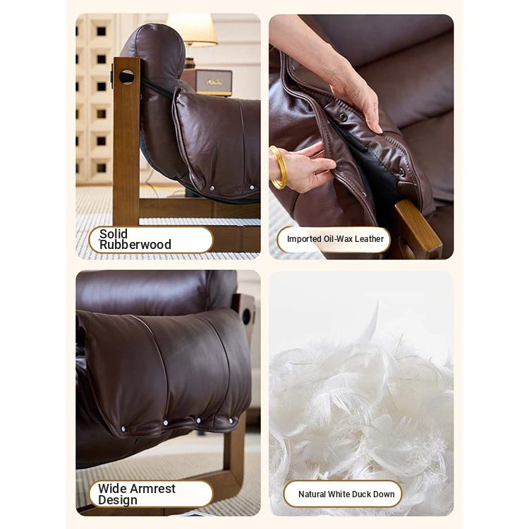 Luxurious Genuine Leather Chair - Stylish Comfort for Modern Living Rooms fme-3130
