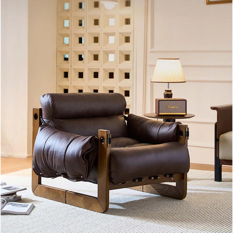 Luxurious Genuine Leather Chair - Stylish Comfort for Modern Living Rooms fme-3130