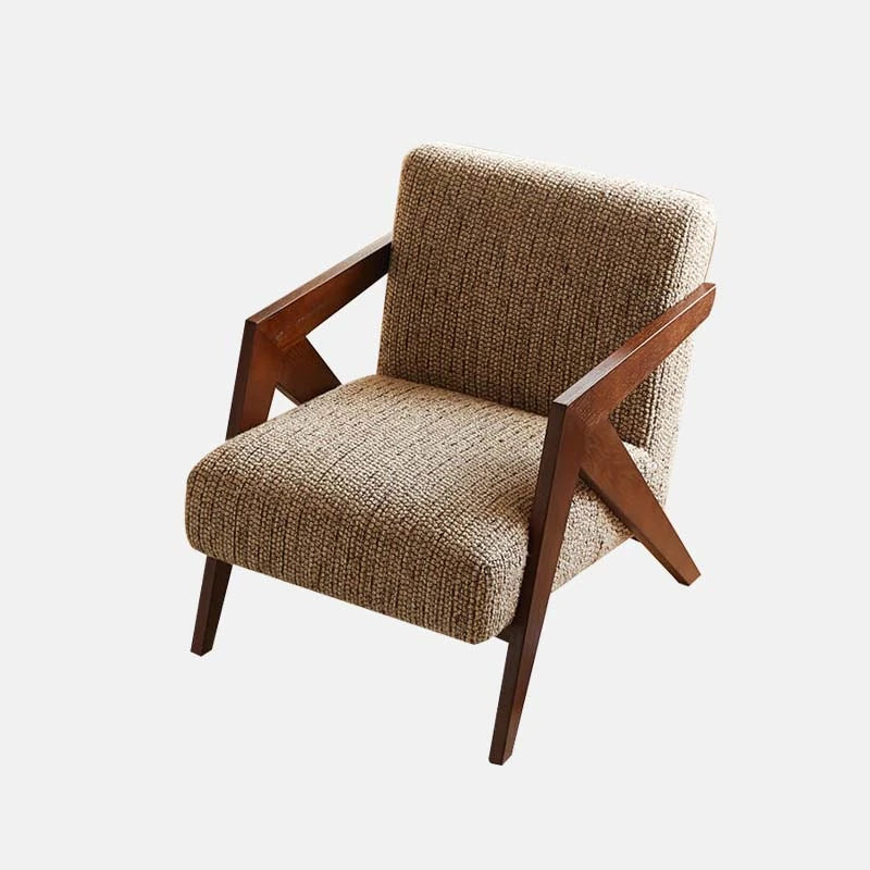 Stylish Cotton and Linen Accent Chair with Modern Wooden Frame - Perfect for Living Room Decor fme-3132