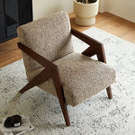 Stylish Cotton and Linen Accent Chair with Modern Wooden Frame - Perfect for Living Room Decor fme-3132