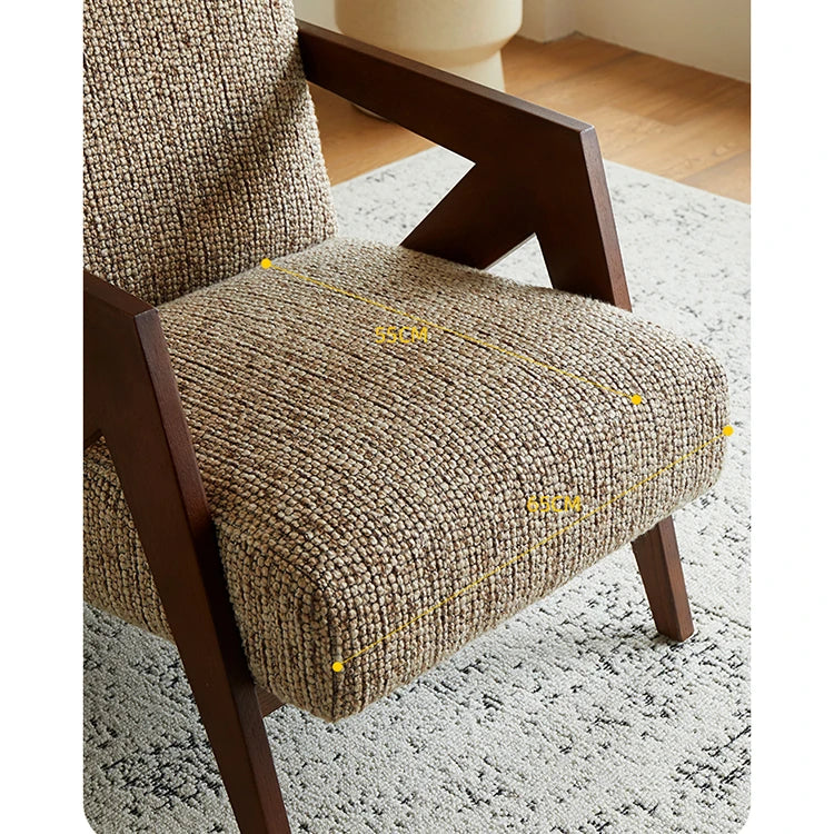 Stylish Cotton and Linen Accent Chair with Modern Wooden Frame - Perfect for Living Room Decor fme-3132