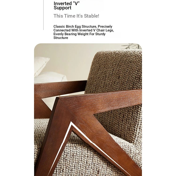Stylish Cotton and Linen Accent Chair with Modern Wooden Frame - Perfect for Living Room Decor fme-3132