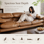 Vintage Brown Sofa, 2/3-Seater Oil-Waxed Genuine Leather Couch with Pine Frame, Wingback Design and Thick Headrest for Living Room fme-3133