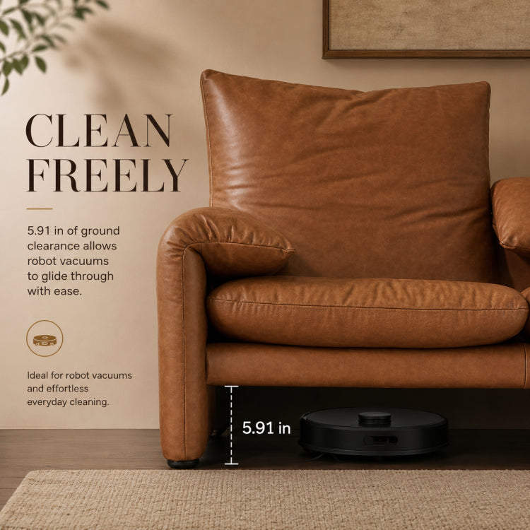 Vintage Brown Sofa, 2/3-Seater Oil-Waxed Genuine Leather Couch with Pine Frame, Wingback Design and Thick Headrest for Living Room fme-3133