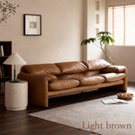 Vintage Brown Sofa, 2/3-Seater Oil-Waxed Genuine Leather Couch with Pine Frame, Wingback Design and Thick Headrest for Living Room fme-3133