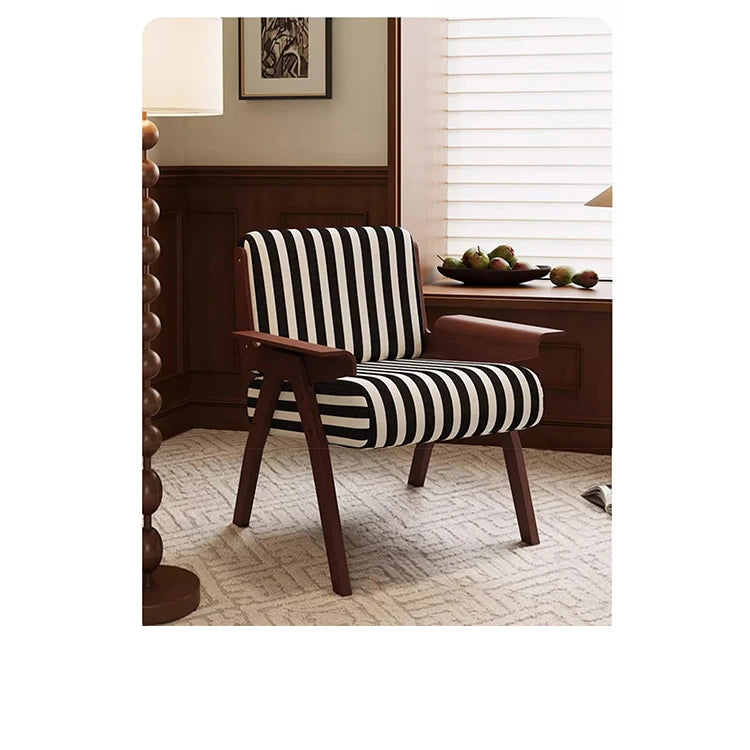 Stylish Striped Accent Chair with Wooden Frame - Perfect for Modern Living Rooms and Cozy Nooks fme-3134