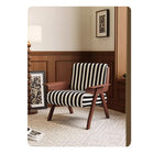 Stylish Striped Accent Chair with Wooden Frame - Perfect for Modern Living Rooms and Cozy Nooks fme-3134