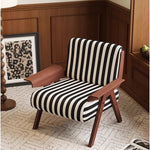 Stylish Striped Accent Chair with Wooden Frame - Perfect for Modern Living Rooms and Cozy Nooks fme-3134