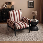 Stylish Ash Wood Armchair with Striped Chenille Upholstery - Perfect for Modern Living Rooms! fme-3135