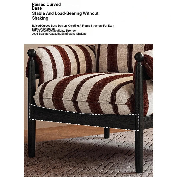 Stylish Ash Wood Armchair with Striped Chenille Upholstery - Perfect for Modern Living Rooms! fme-3135