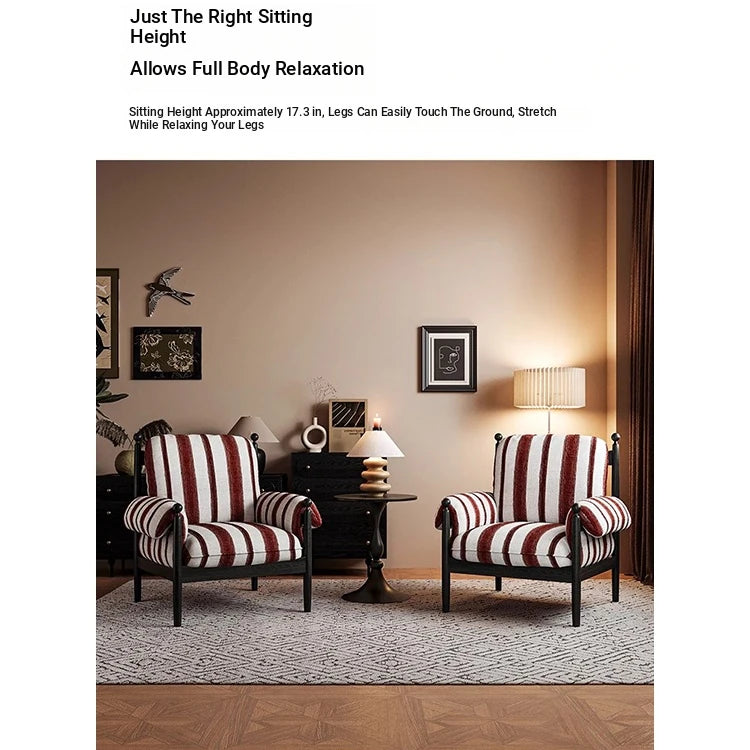 Stylish Ash Wood Armchair with Striped Chenille Upholstery - Perfect for Modern Living Rooms! fme-3135