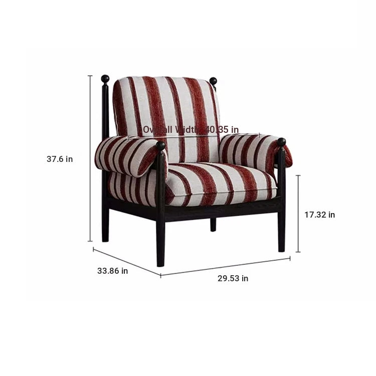 Stylish Ash Wood Armchair with Striped Chenille Upholstery - Perfect for Modern Living Rooms! fme-3135