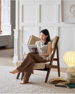 Stylish Cashmere Ash Wood Chair for Cozy Living Spaces - Perfect for Reading and Relaxation fme-3136