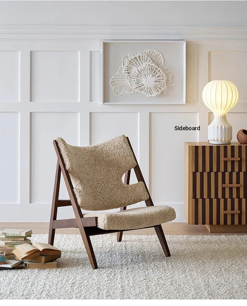 Stylish Cashmere Ash Wood Chair for Cozy Living Spaces - Perfect for Reading and Relaxation fme-3136