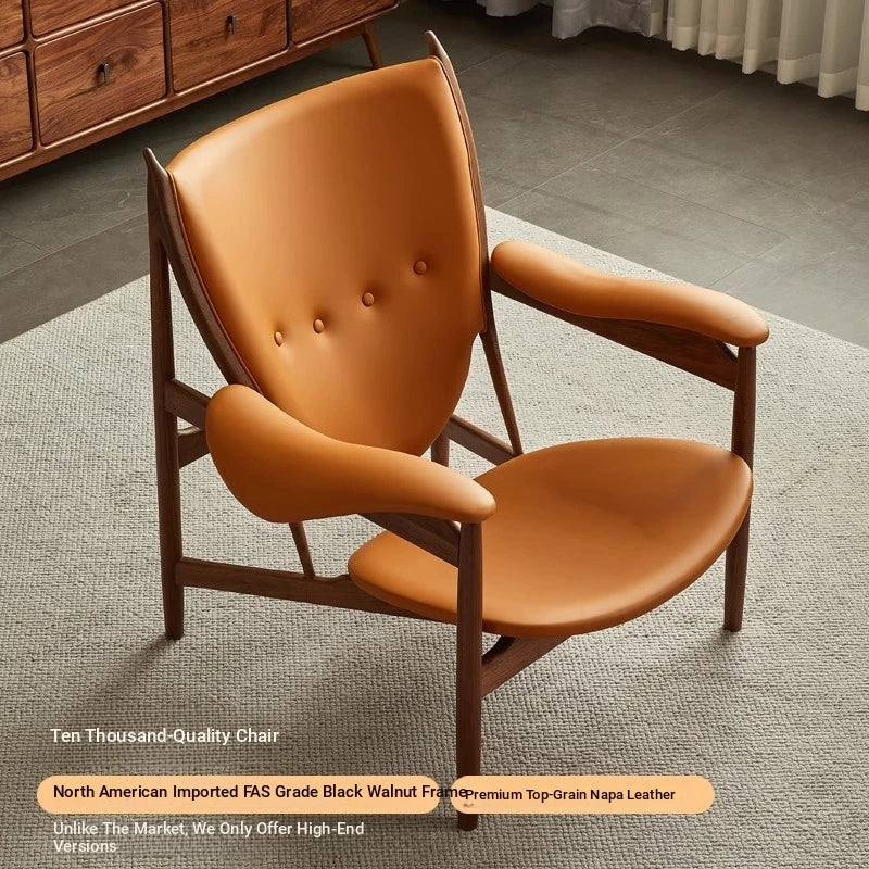 Stylish Shield-Shaped Chair in Ash Wood with Premium Faux & Genuine Leather – Modern Tribal Design for Elegant Interiors fme-3137