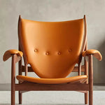 Stylish Shield-Shaped Chair in Ash Wood with Premium Faux & Genuine Leather – Modern Tribal Design for Elegant Interiors fme-3137