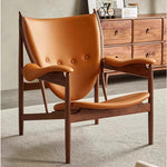 Stylish Shield-Shaped Chair in Ash Wood with Premium Faux & Genuine Leather – Modern Tribal Design for Elegant Interiors fme-3137