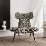Stylish Corduroy Zebra Print Accent Chair for Modern Living Spaces - Eye-Catching Design and Comfort fme-3138