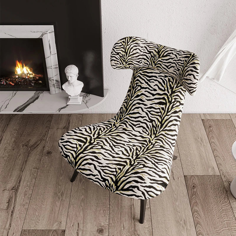 Stylish Corduroy Zebra Print Accent Chair for Modern Living Spaces - Eye-Catching Design and Comfort fme-3138