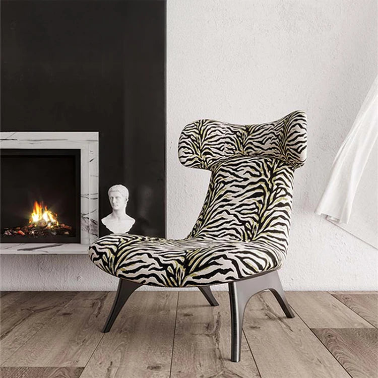 Stylish Corduroy Zebra Print Accent Chair for Modern Living Spaces - Eye-Catching Design and Comfort fme-3138