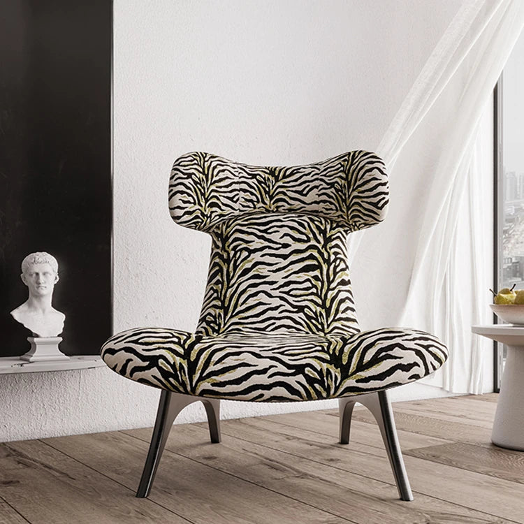 Stylish Corduroy Zebra Print Accent Chair for Modern Living Spaces - Eye-Catching Design and Comfort fme-3138