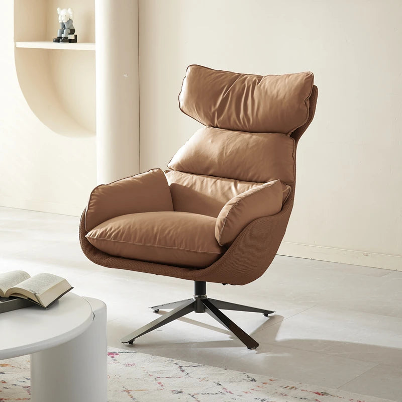 Stylish Faux Leather Down Lounge Chair – Modern Comfort with a Chic Design fme-3139