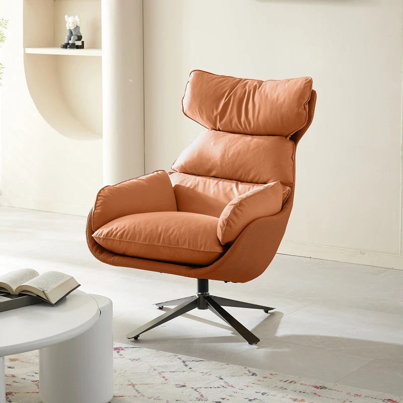 Stylish Faux Leather Down Lounge Chair – Modern Comfort with a Chic Design fme-3139
