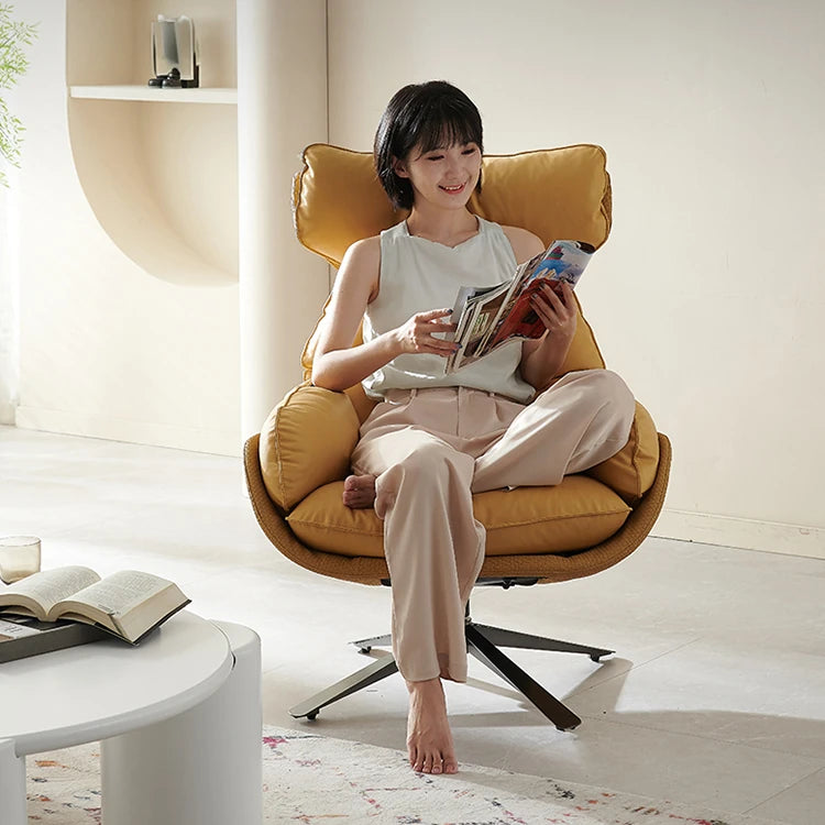 Stylish Faux Leather Down Lounge Chair – Modern Comfort with a Chic Design fme-3139